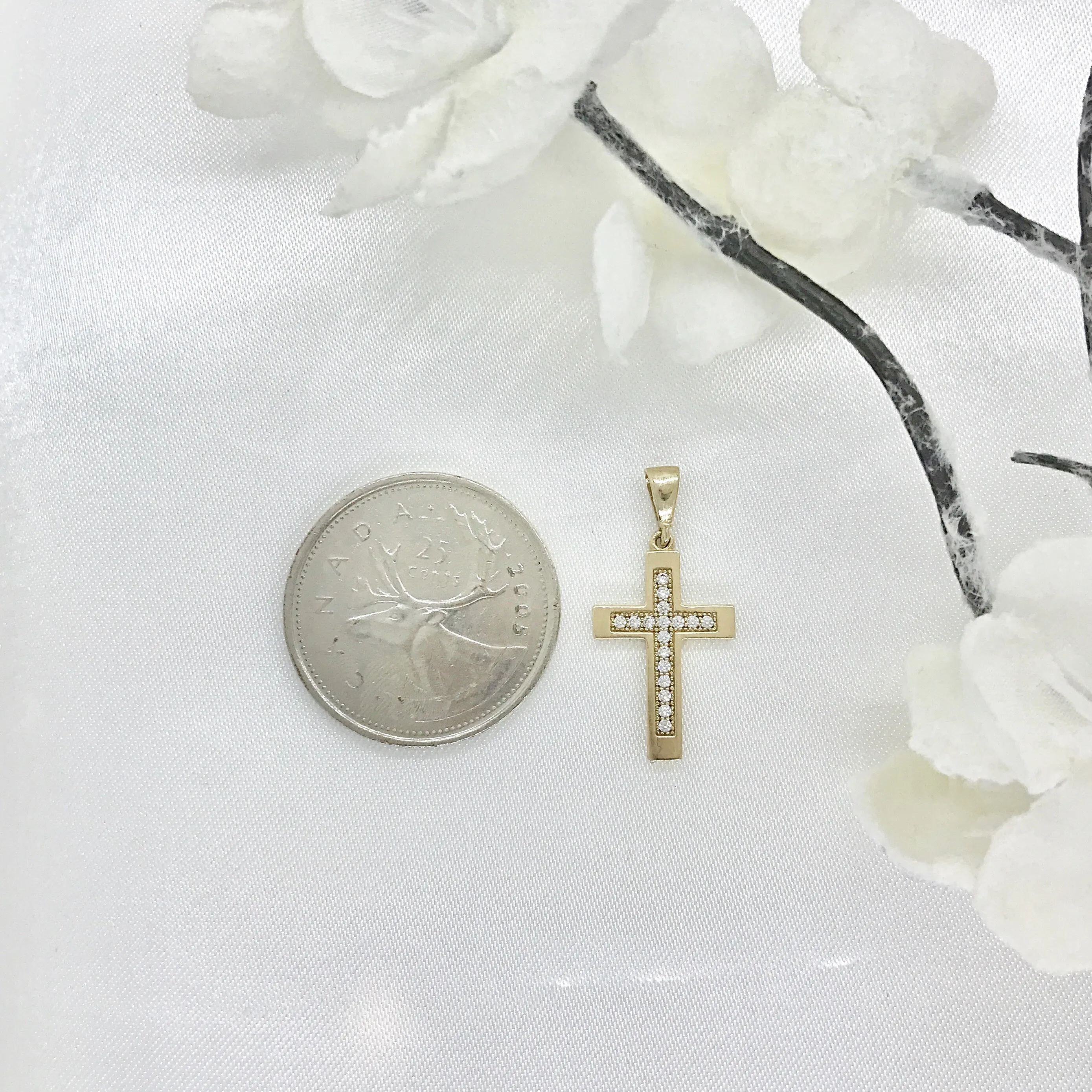 10k Gold Modern Cross with CZ