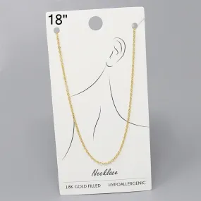 18K Gold Filled Delicate Chain Necklace - 18"