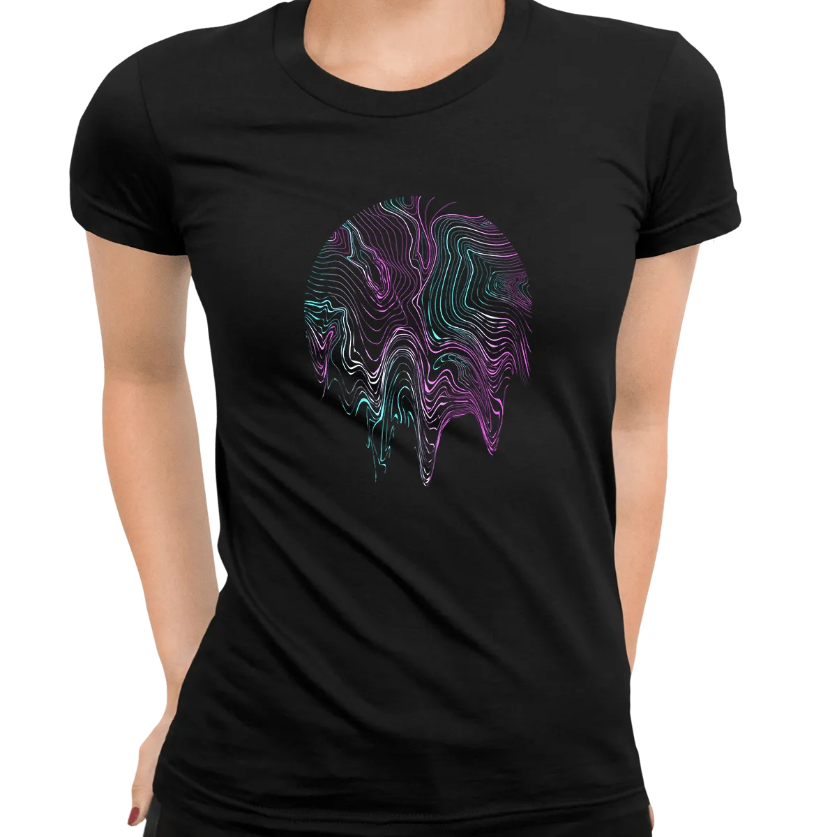 3D Vapor wave abstract liquid Fluid Sphere  Surreal Unique Design T-shirt