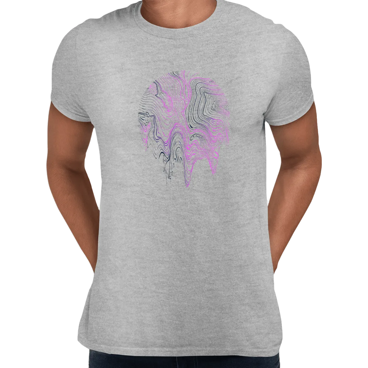 3D Vapor wave abstract liquid Fluid Sphere  Surreal Unique Design T-shirt