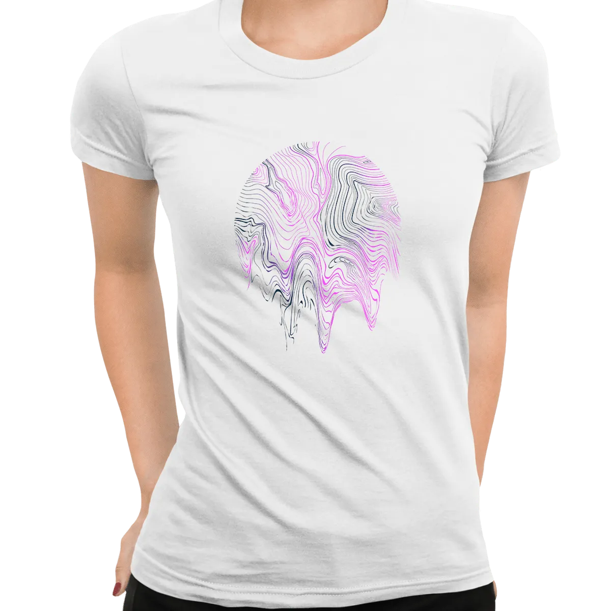 3D Vapor wave abstract liquid Fluid Sphere  Surreal Unique Design T-shirt