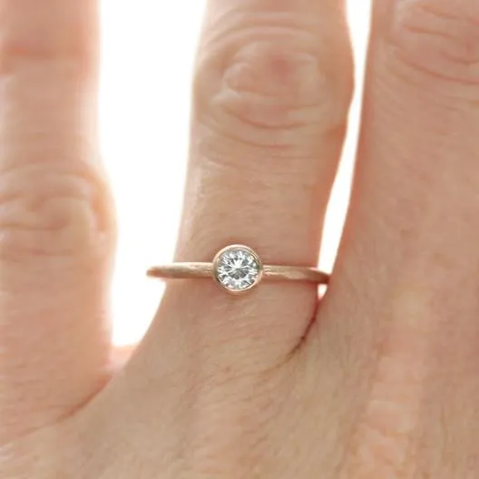 4mm Rustic Bezel Solitaire Engagement Ring