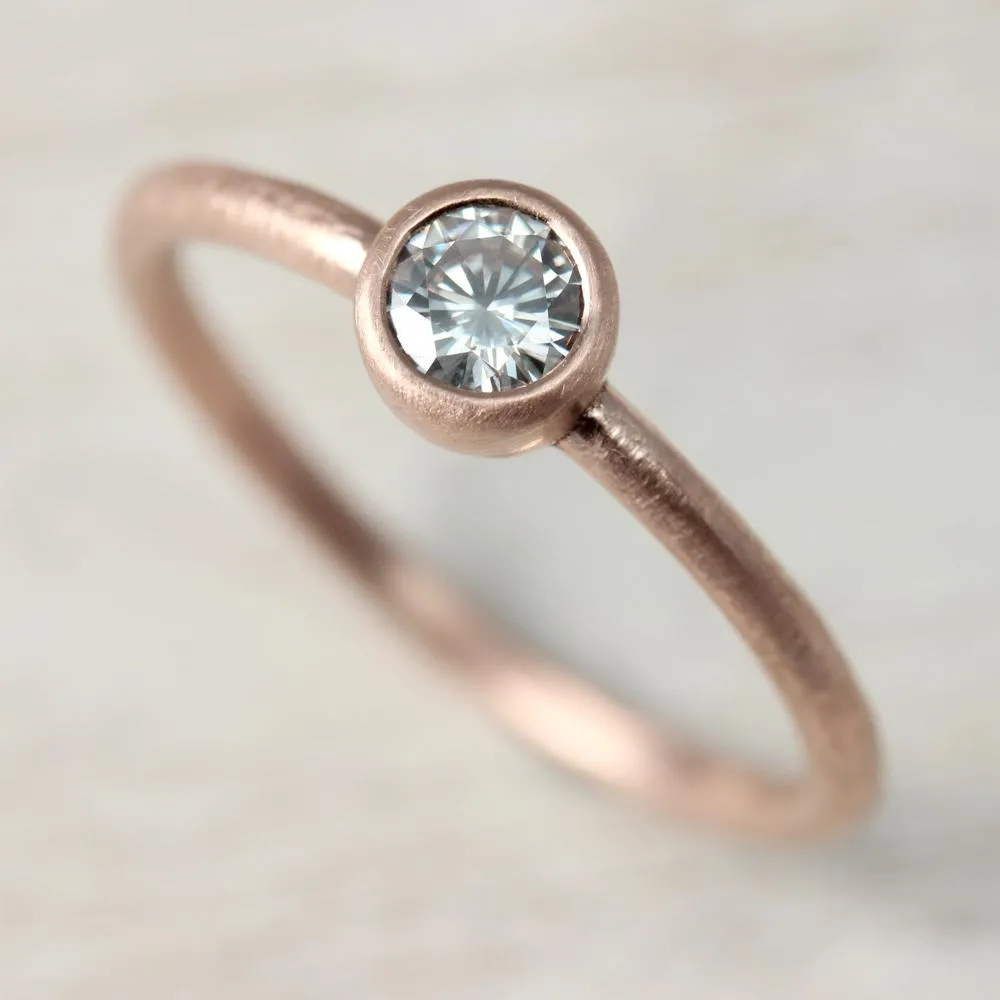 4mm Rustic Bezel Solitaire Engagement Ring