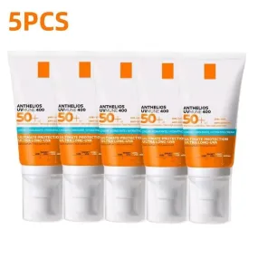 5PCS Set Face Sunscreen SPF 50  Invisible Fluid/Hydrating Cream Light Non Greasy Broad Spectrum Sunscreen For Dry To Normal Skin