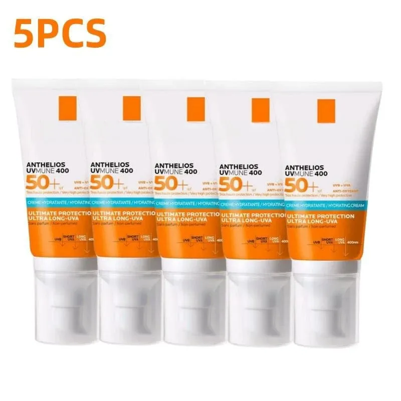 5PCS Set Face Sunscreen SPF 50  Invisible Fluid/Hydrating Cream Light Non Greasy Broad Spectrum Sunscreen For Dry To Normal Skin