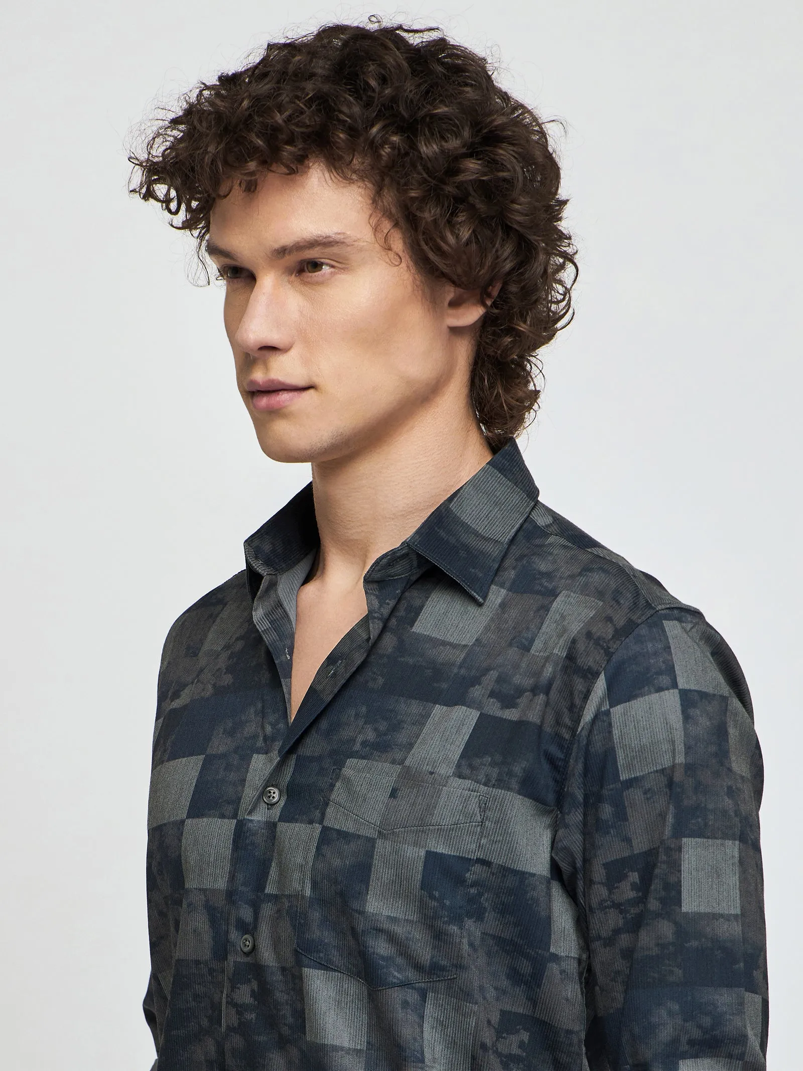 Abstract Print Fluid Shirt