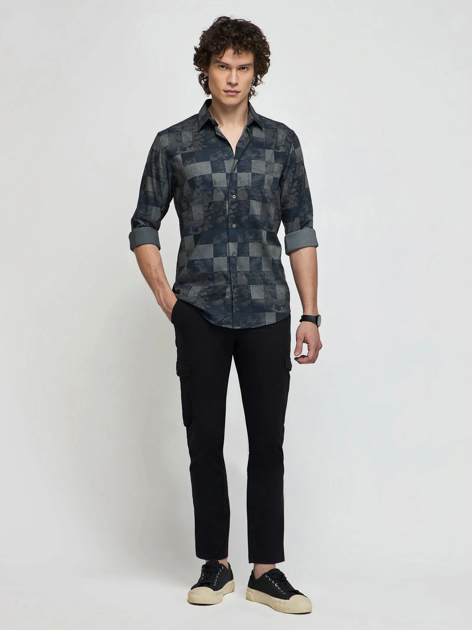 Abstract Print Fluid Shirt