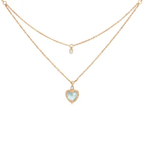 Aquamarine & Pearl Gold Layered Necklace - Miracle