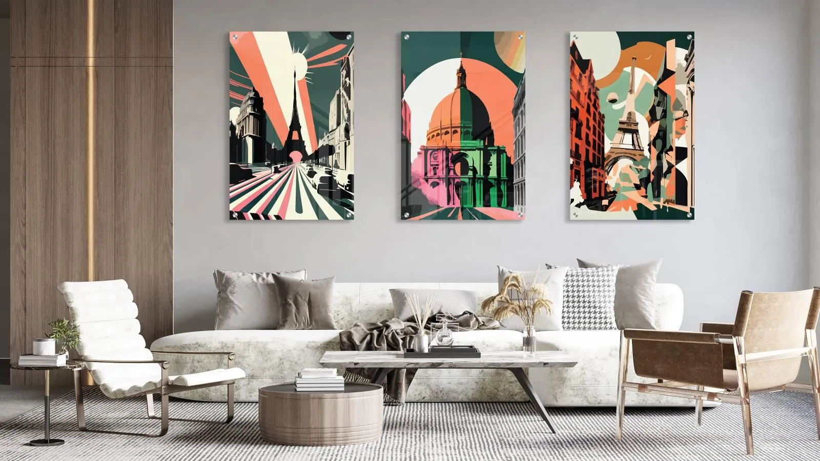 Architecture Pattern Set of 3 Prints Modern Wall Art Modern Artwork