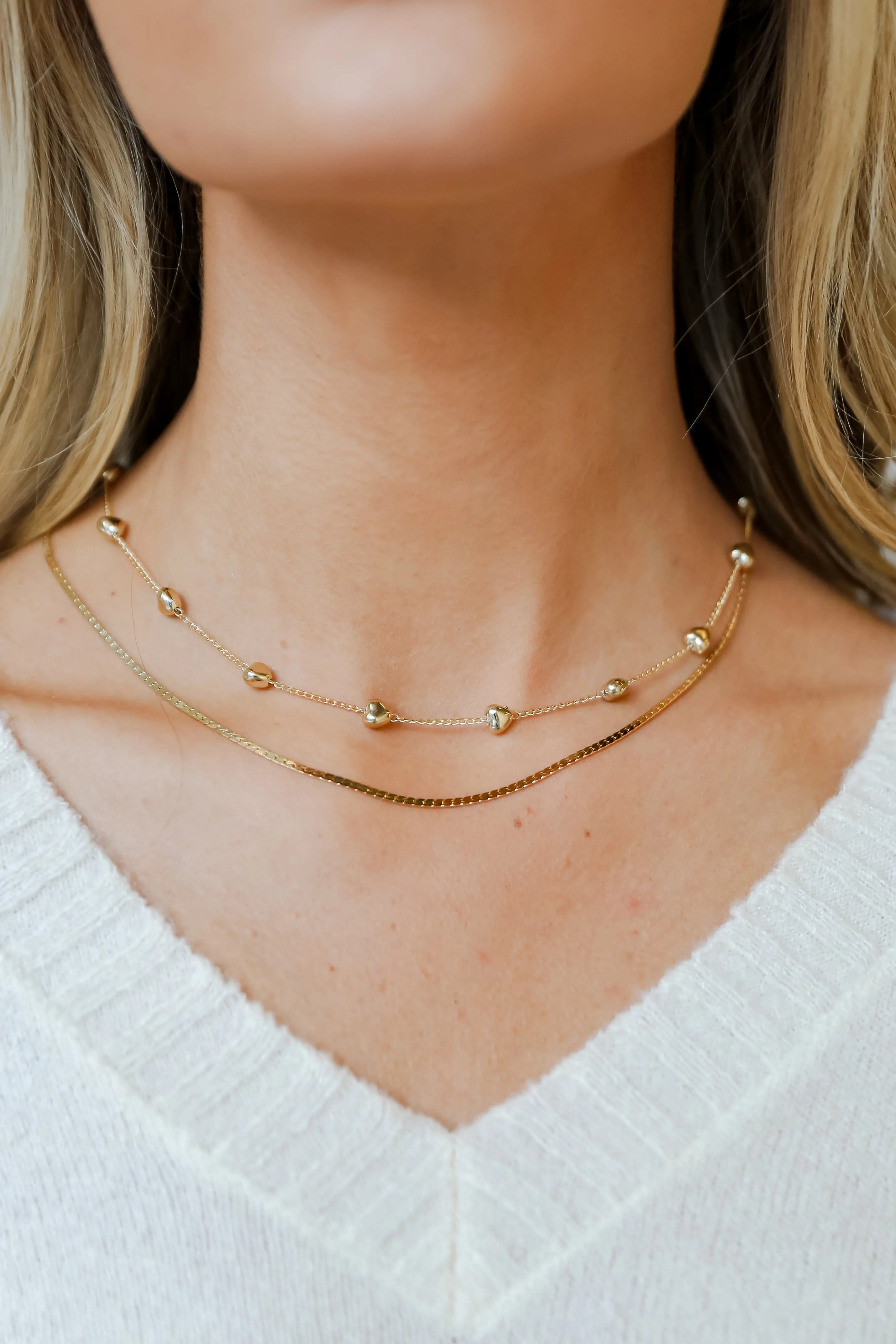 Aria Gold Heart Layered Chain Necklace