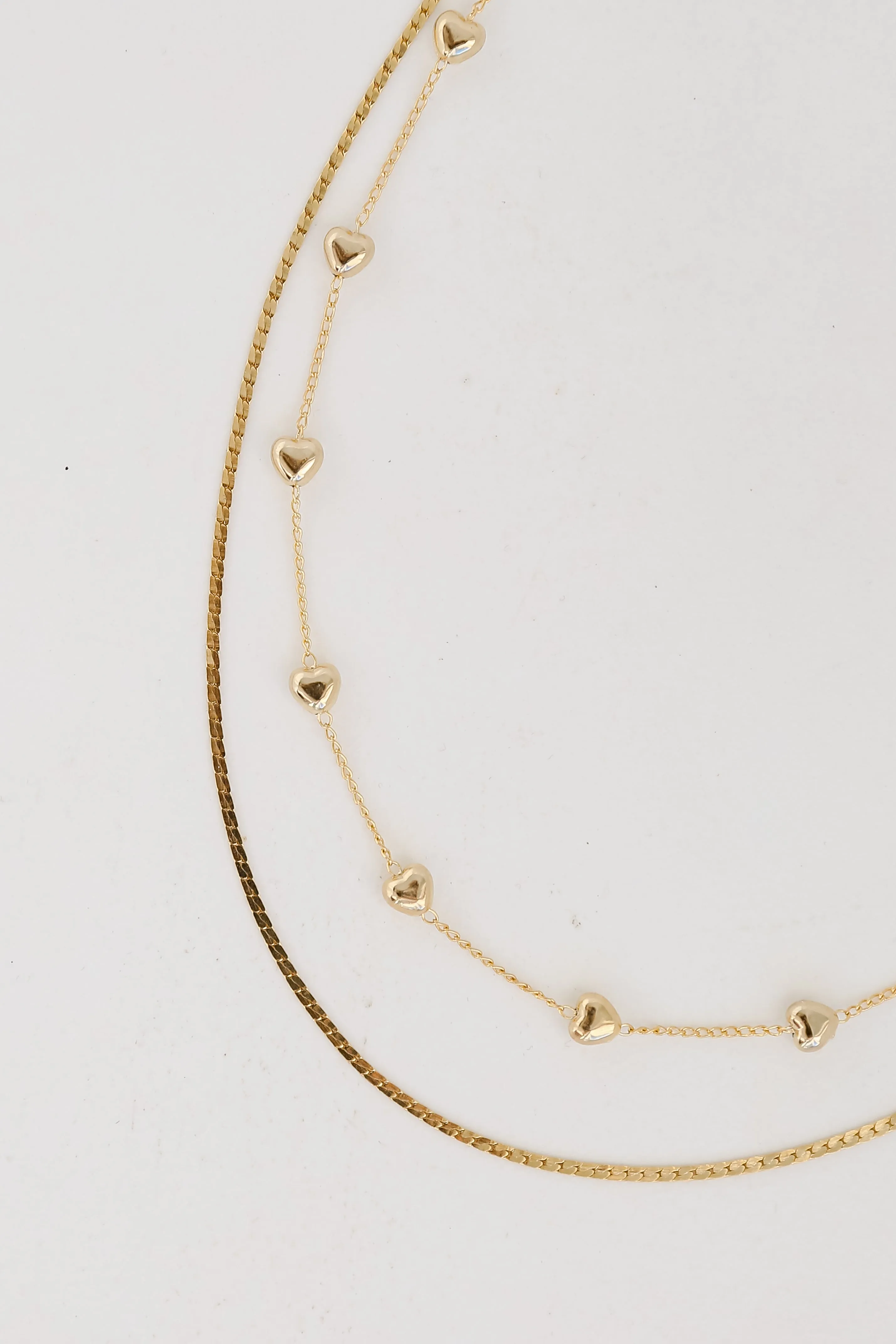 Aria Gold Heart Layered Chain Necklace