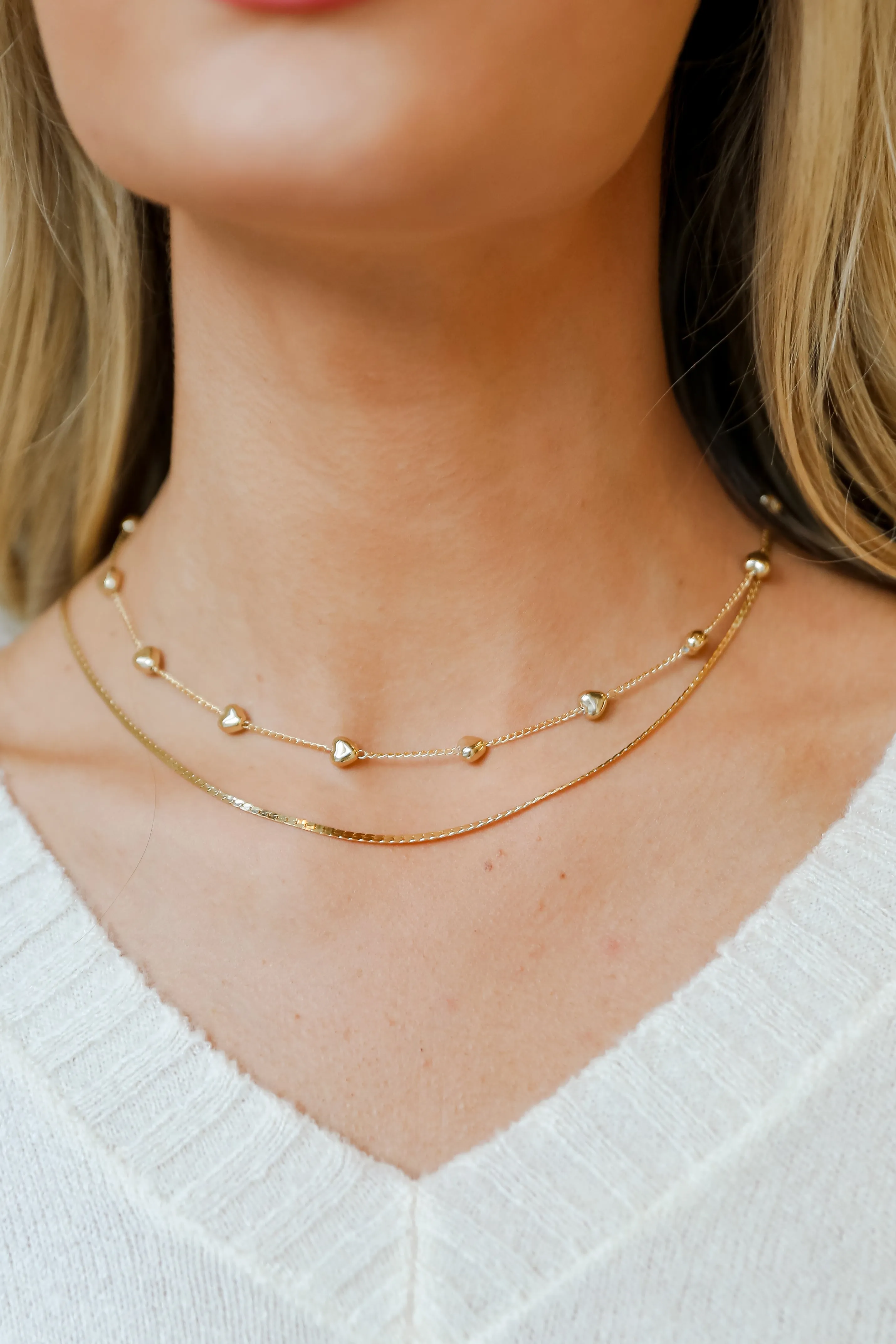 Aria Gold Heart Layered Chain Necklace