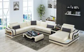 Asland Modern U-Shape Leather Sectional