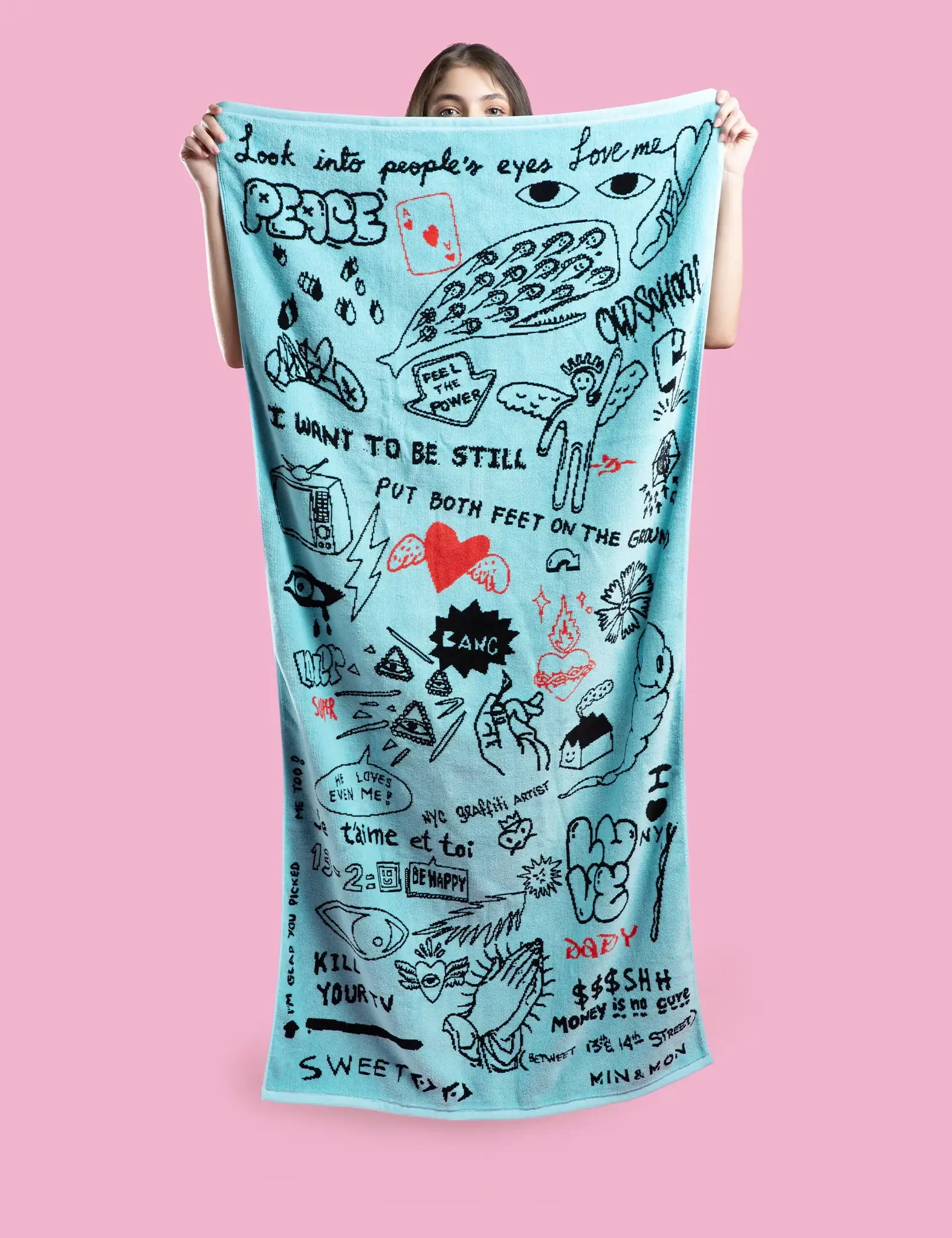 Beach Cotton Towel - Urban Doodles Design