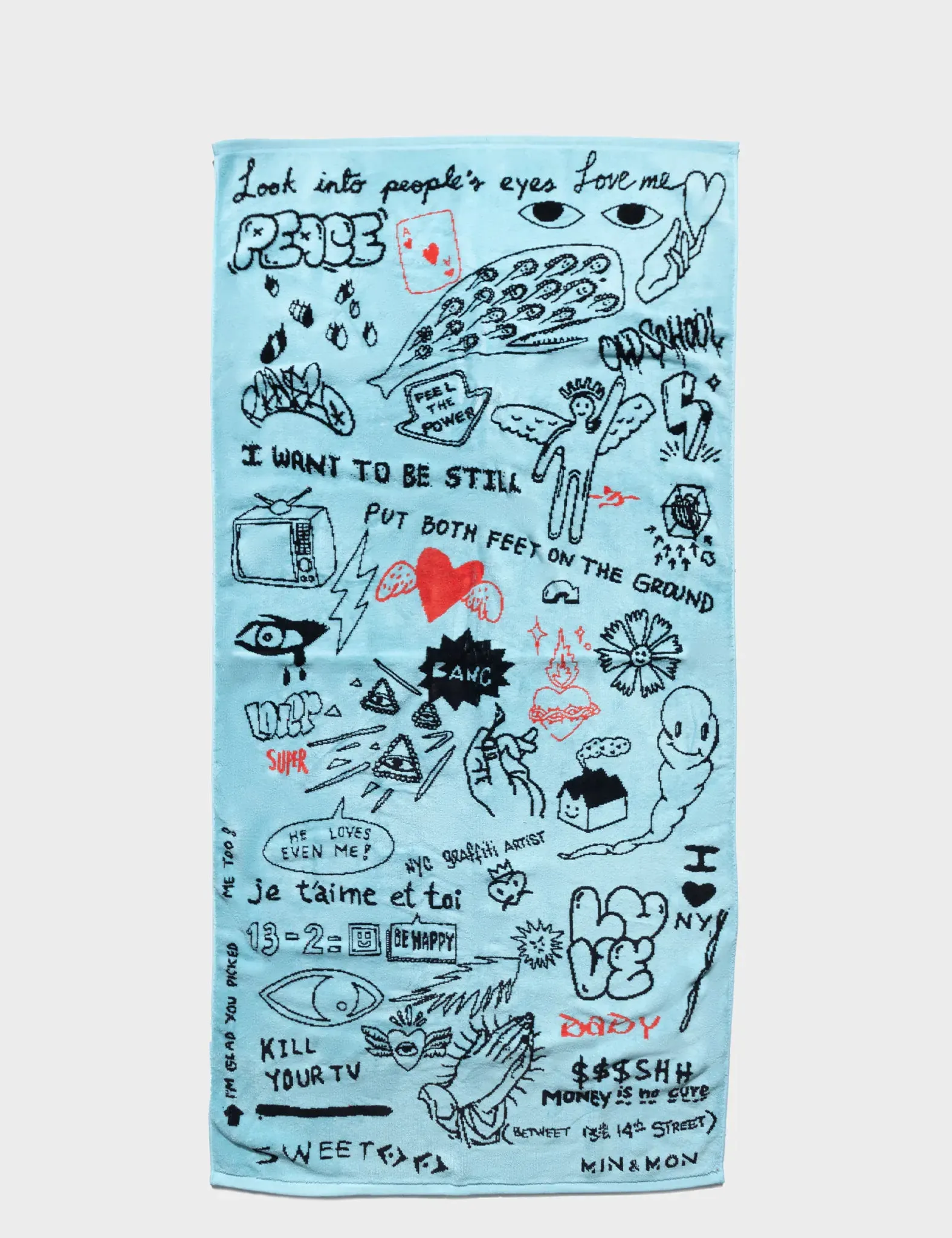 Beach Cotton Towel - Urban Doodles Design