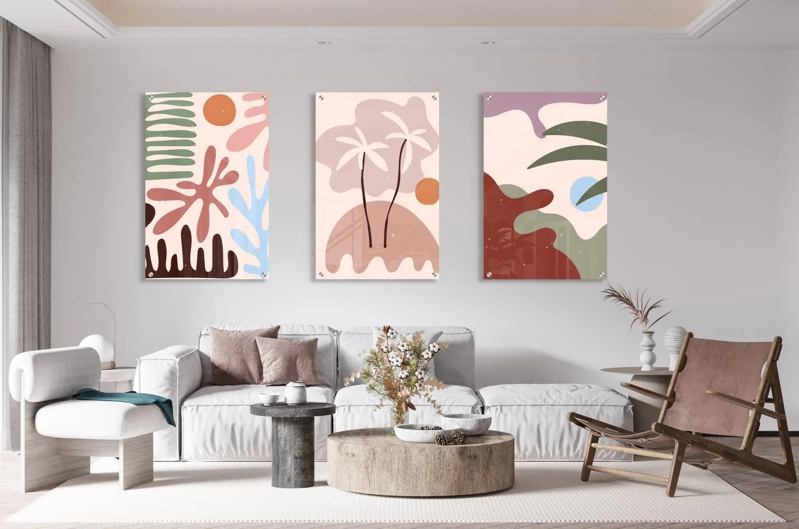 Beach Style Set of 3 Prints Modern Wall Art Modern Artwork