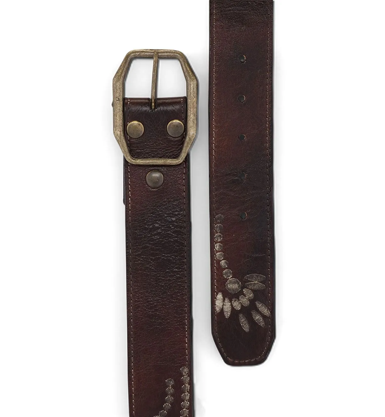 Bedstu Mohawk Leather Belt, Teak Rustic