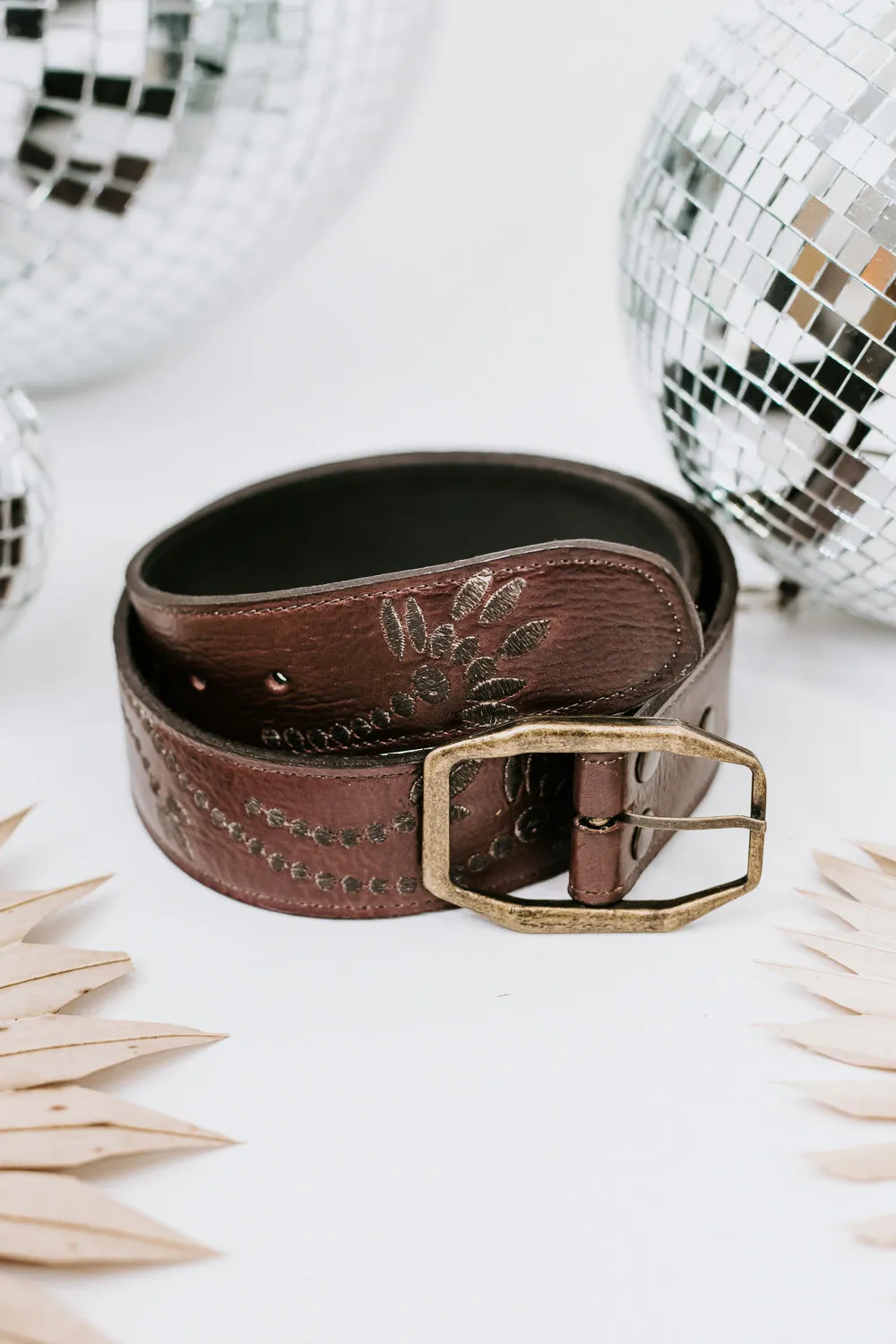 Bedstu Mohawk Leather Belt, Teak Rustic