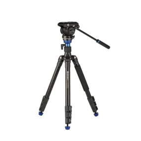 Benro Reverse-Folding Aluminum Travel Tripod with S4Pro Fluid Video Head