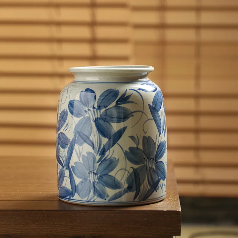 Blue and White Modern Asian Vase