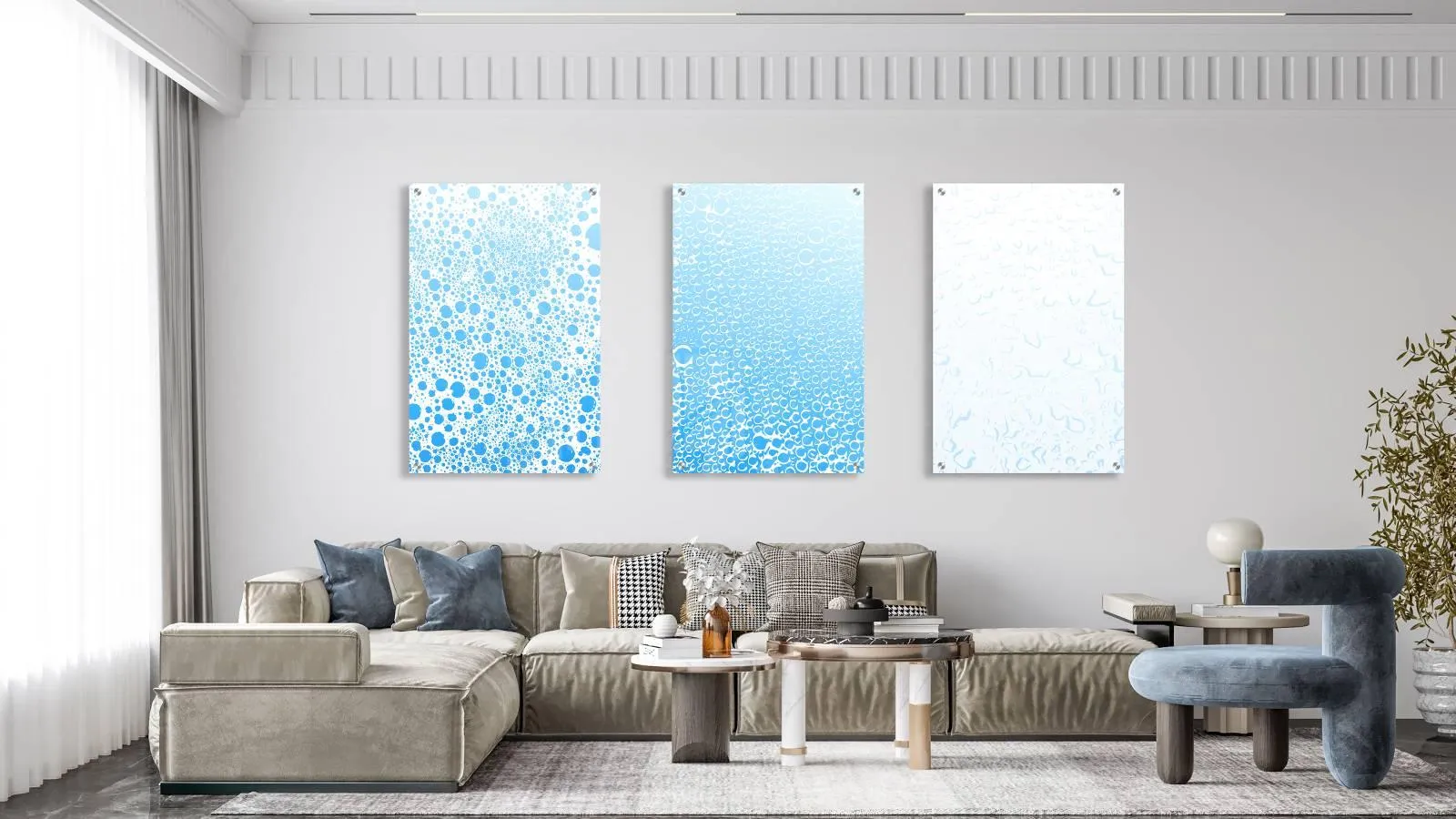 Bubbles Pattern Set of 3 Prints Modern Wall Art Modern Artwork