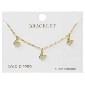 Butterfly CZ Pave Charm Delicate Chain Bracelet