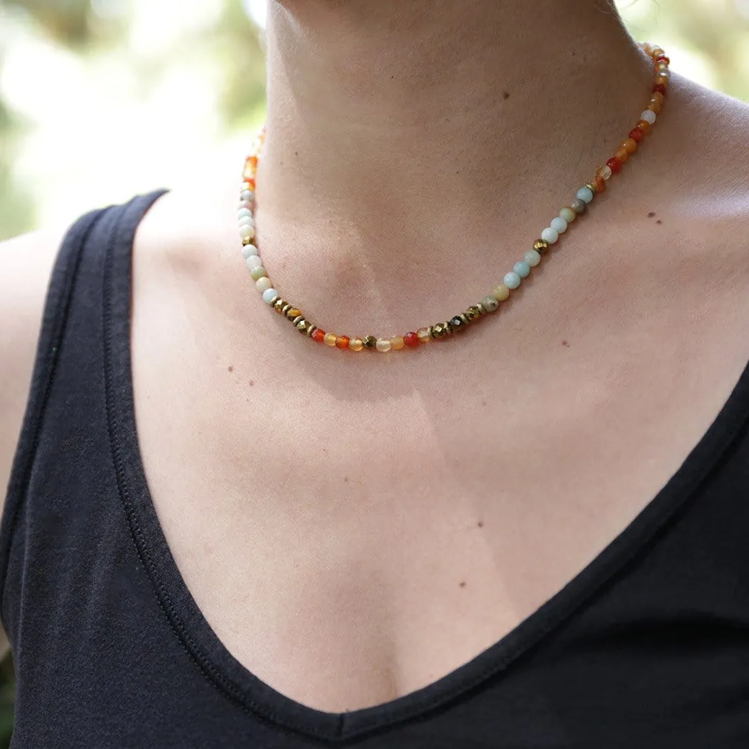 Carnelian and Amazonite Delicate Necklace