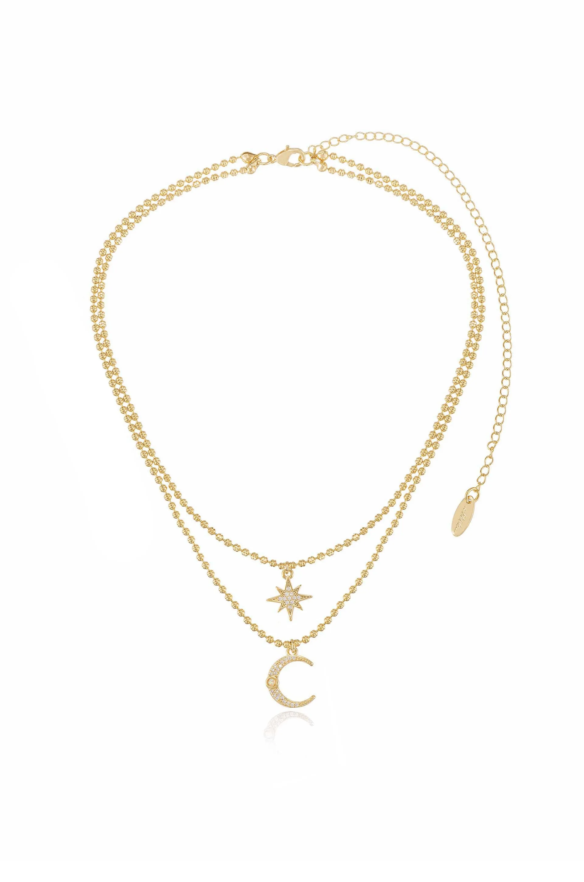 Celestial Moon and Star Layered Necklace