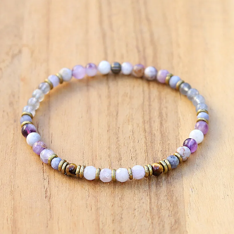 Chevron Amethyst and Kunzite Delicate Bracelet