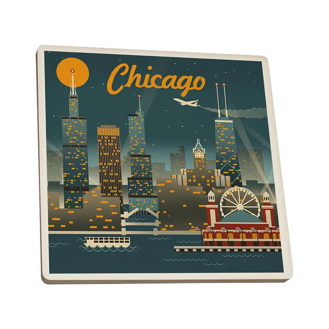 Chicago Retro Skyline Coaster