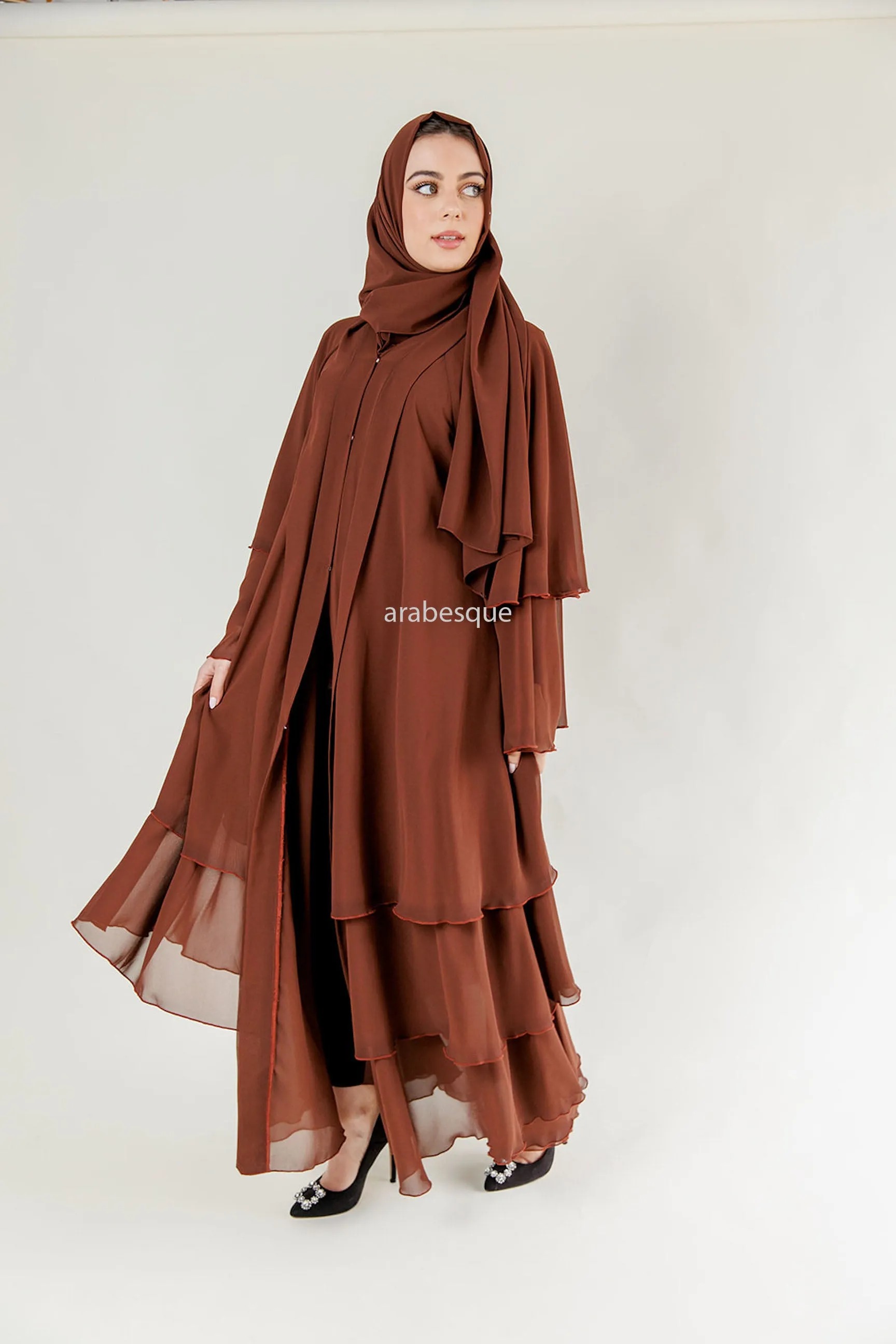 Chiffon Layered Open Abaya