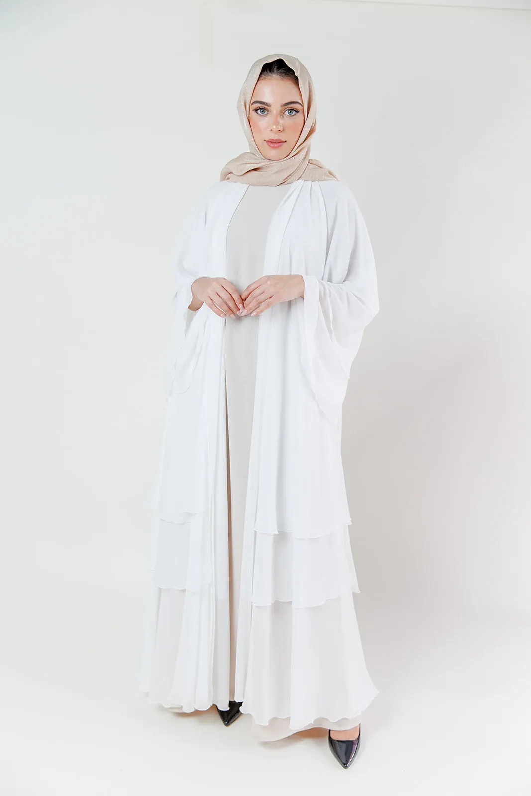 Chiffon Layered Open Abaya