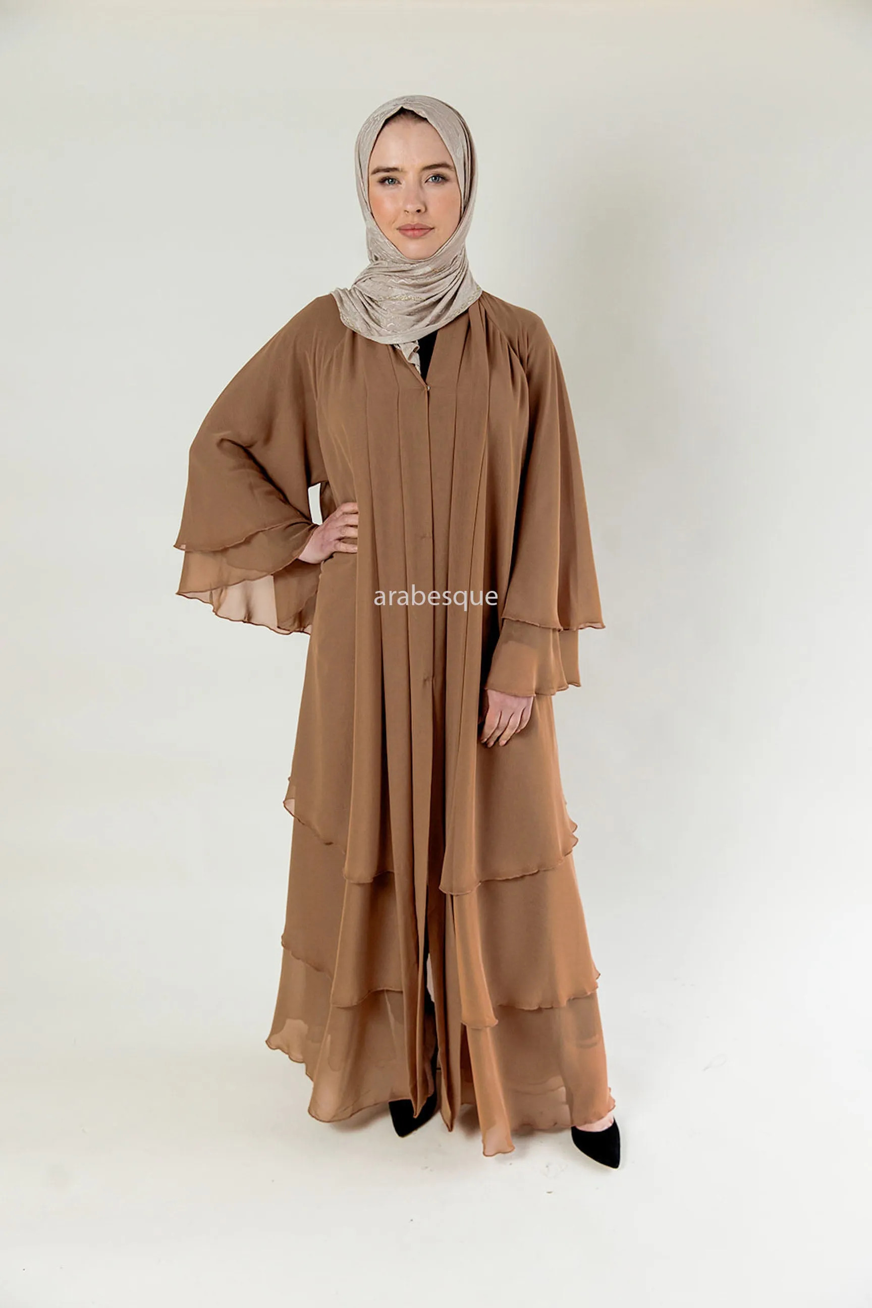 Chiffon Layered Open Abaya