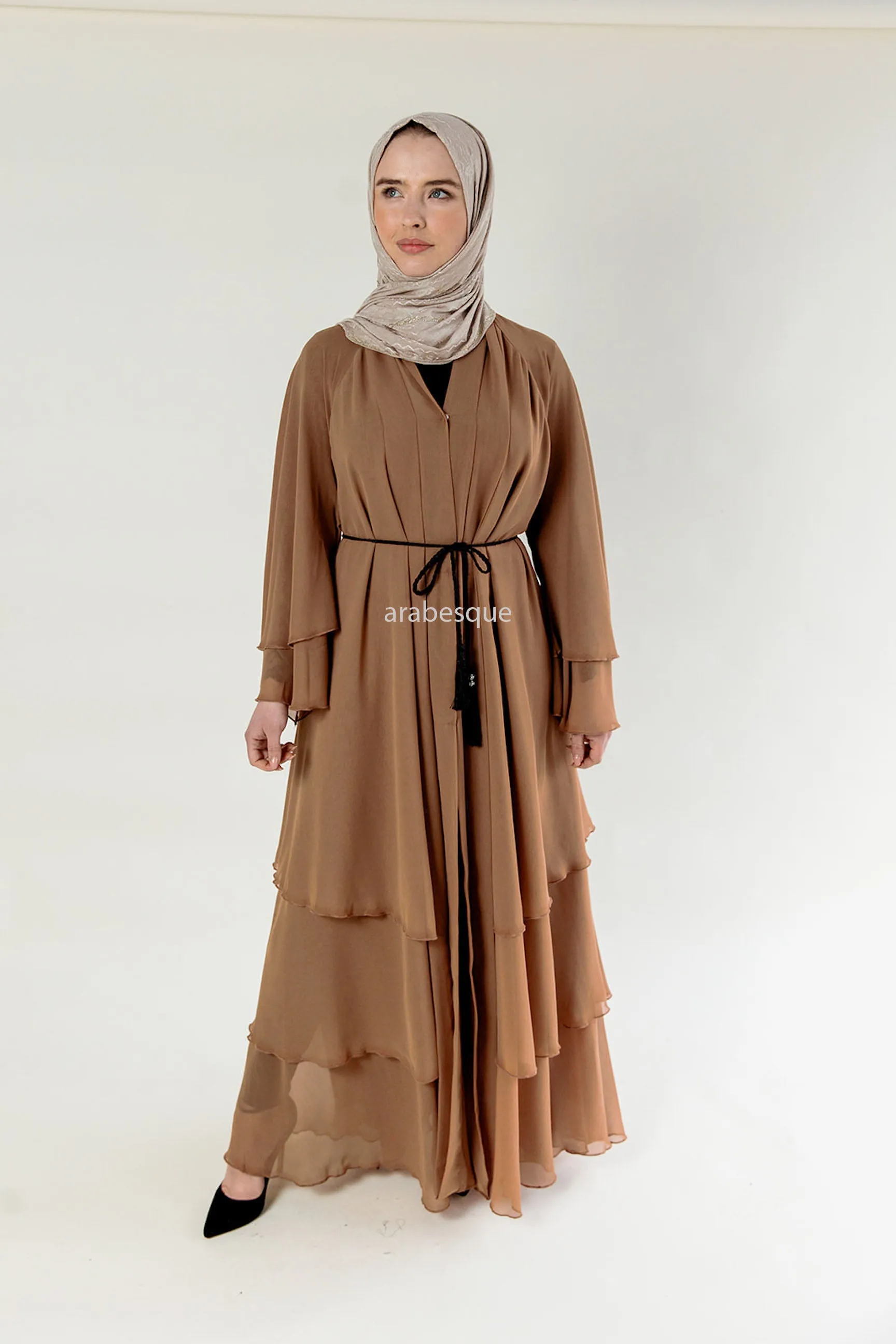 Chiffon Layered Open Abaya