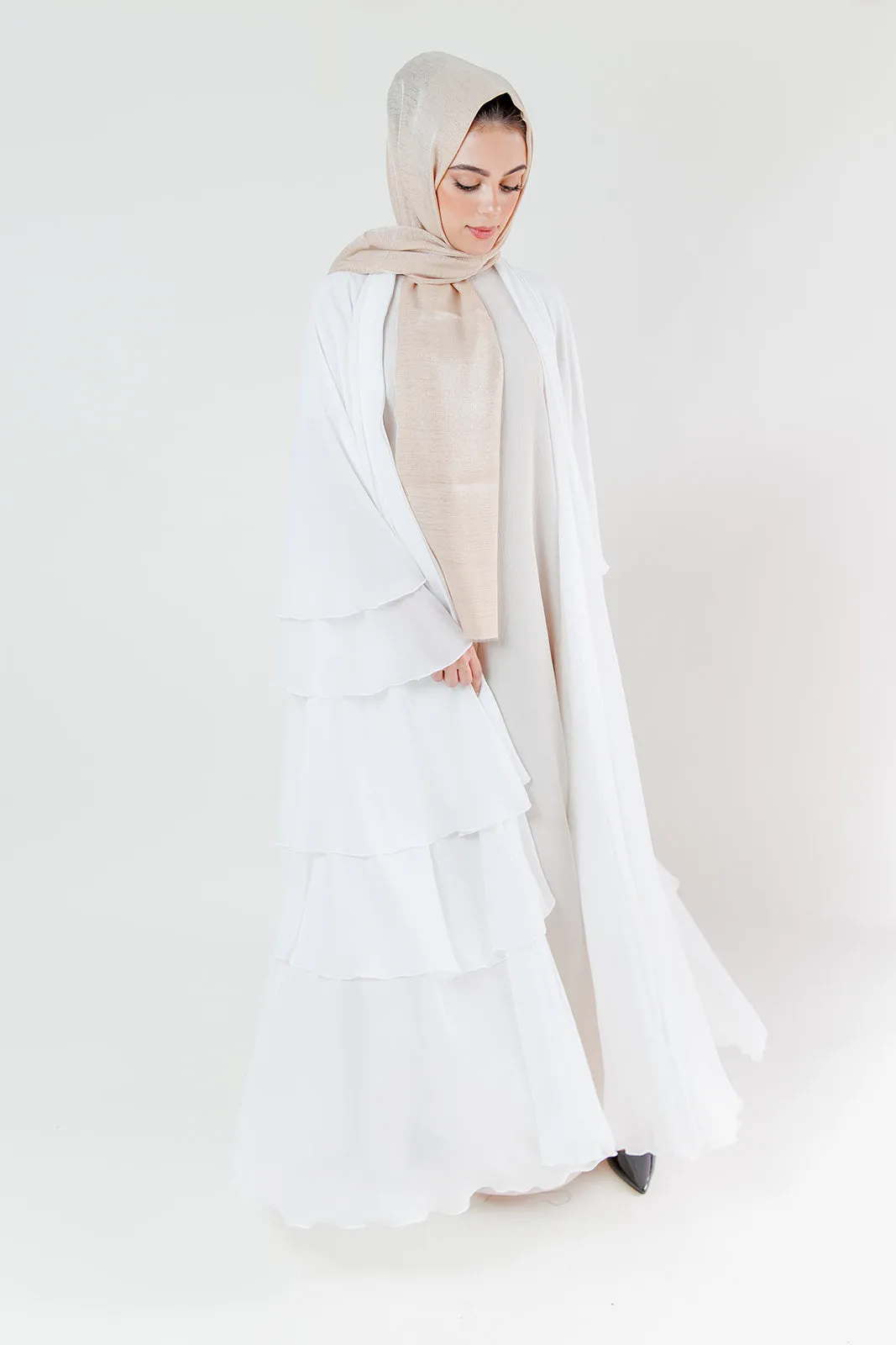 Chiffon Layered Open Abaya