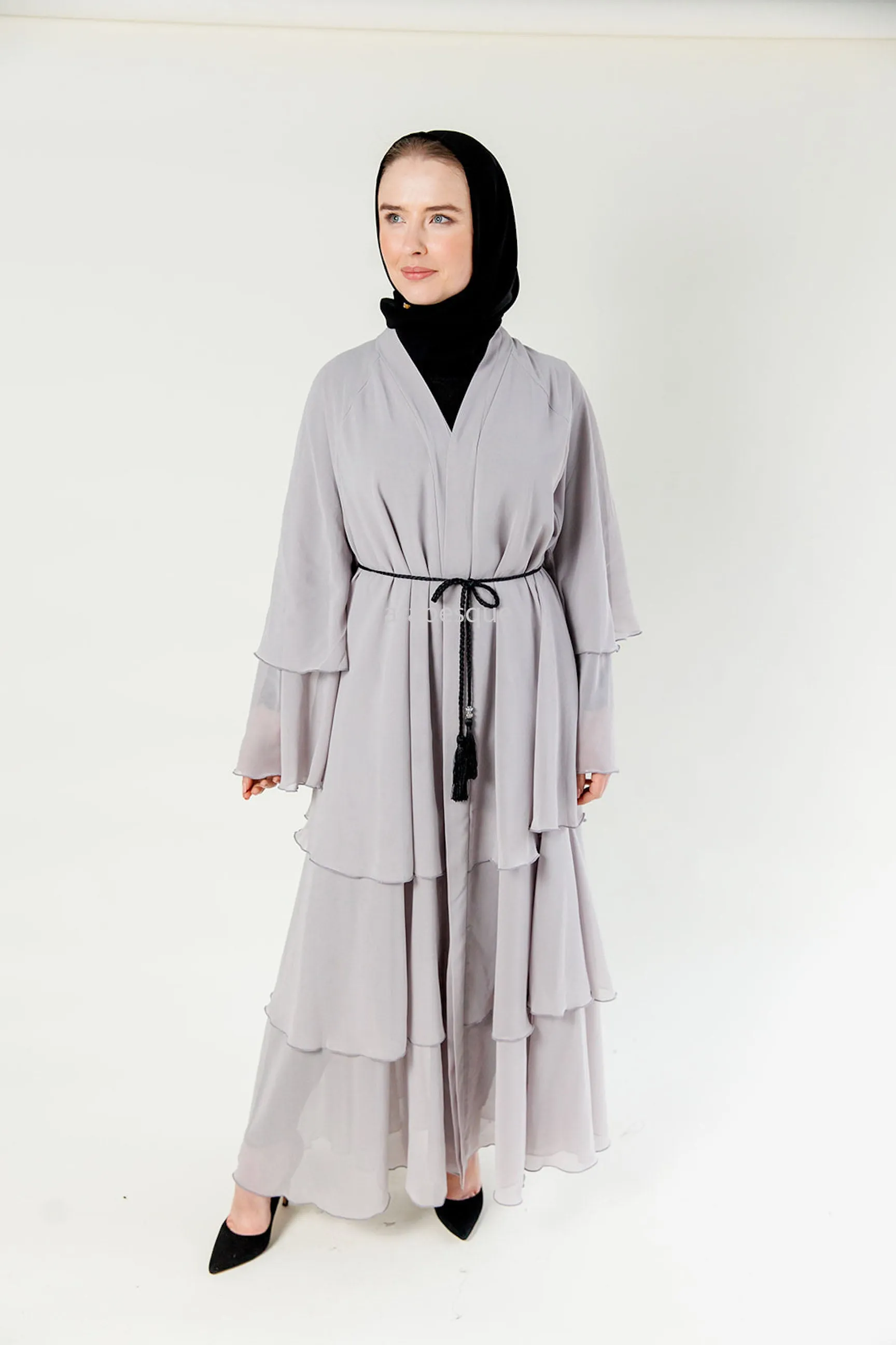 Chiffon Layered Open Abaya