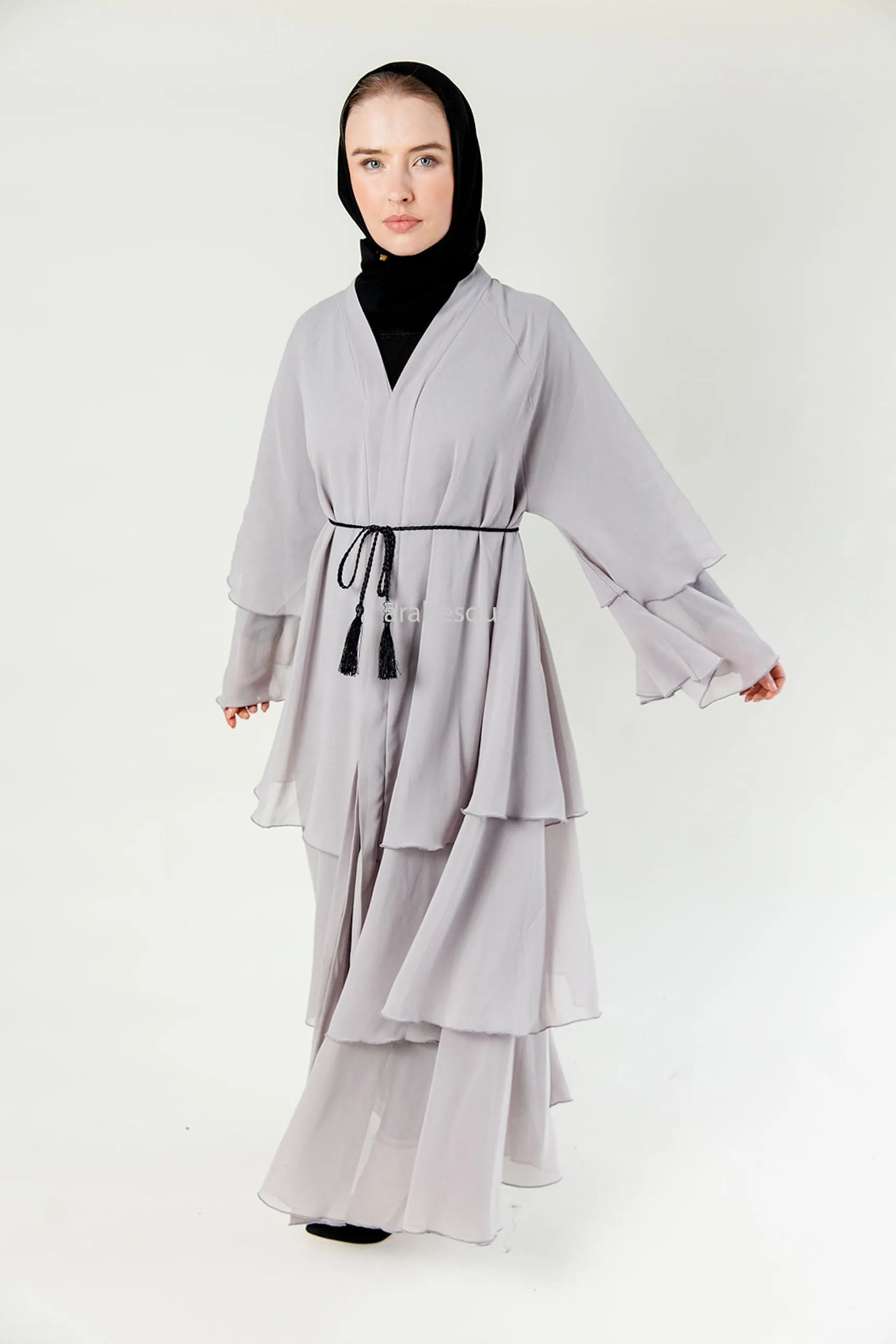 Chiffon Layered Open Abaya