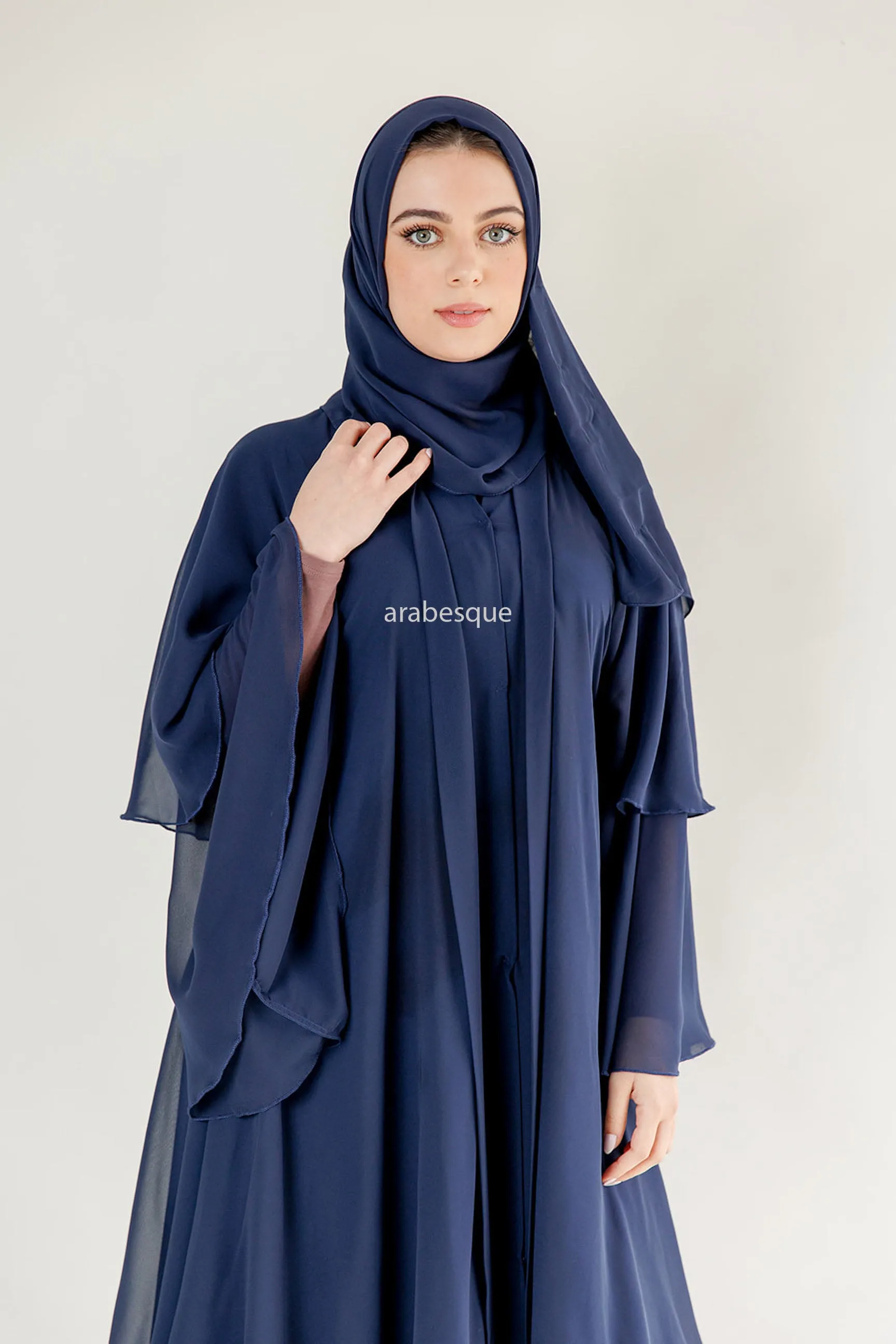 Chiffon Layered Open Abaya