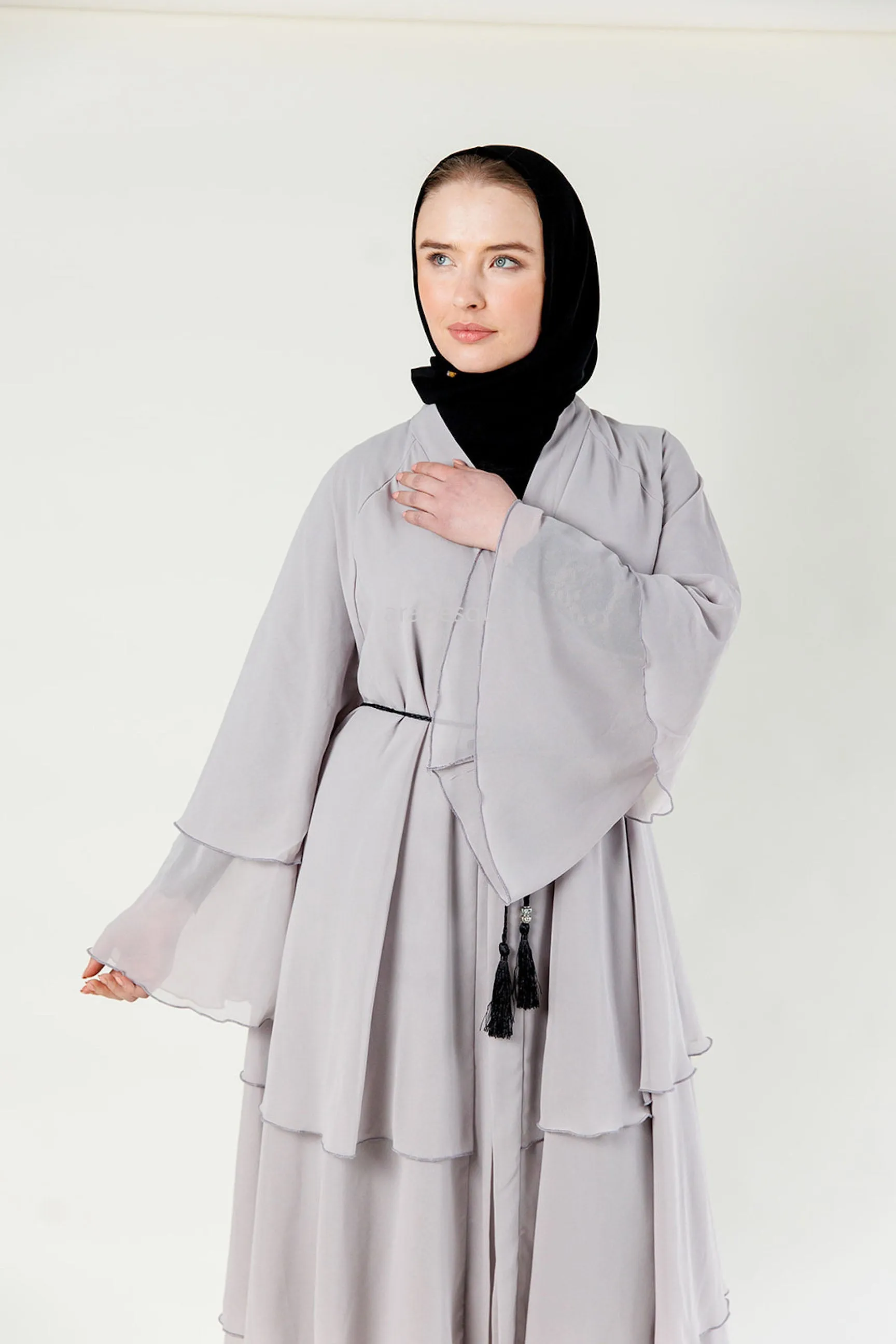 Chiffon Layered Open Abaya