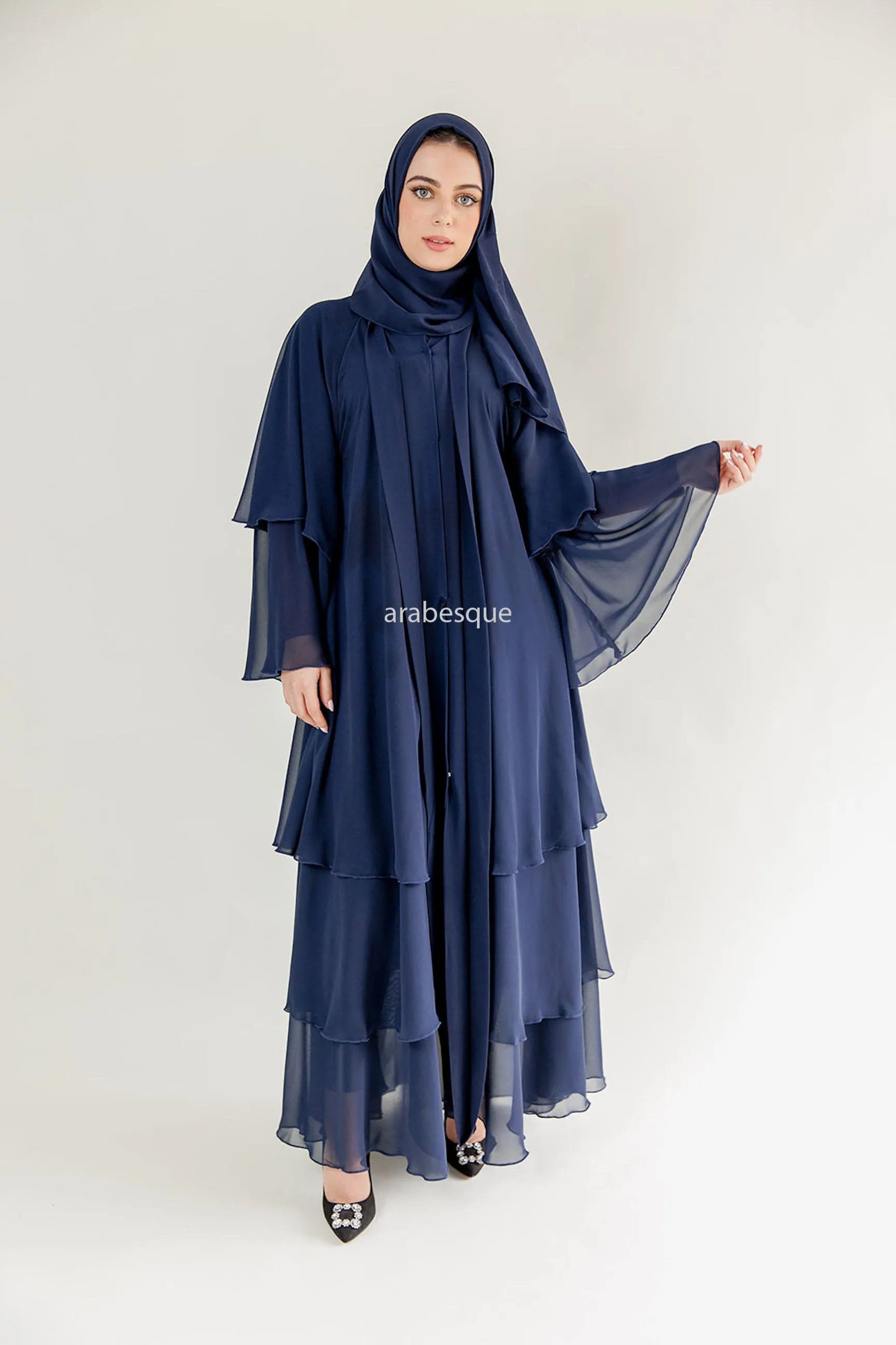 Chiffon Layered Open Abaya