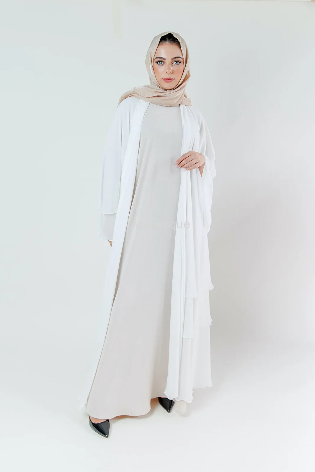 Chiffon Layered Open Abaya