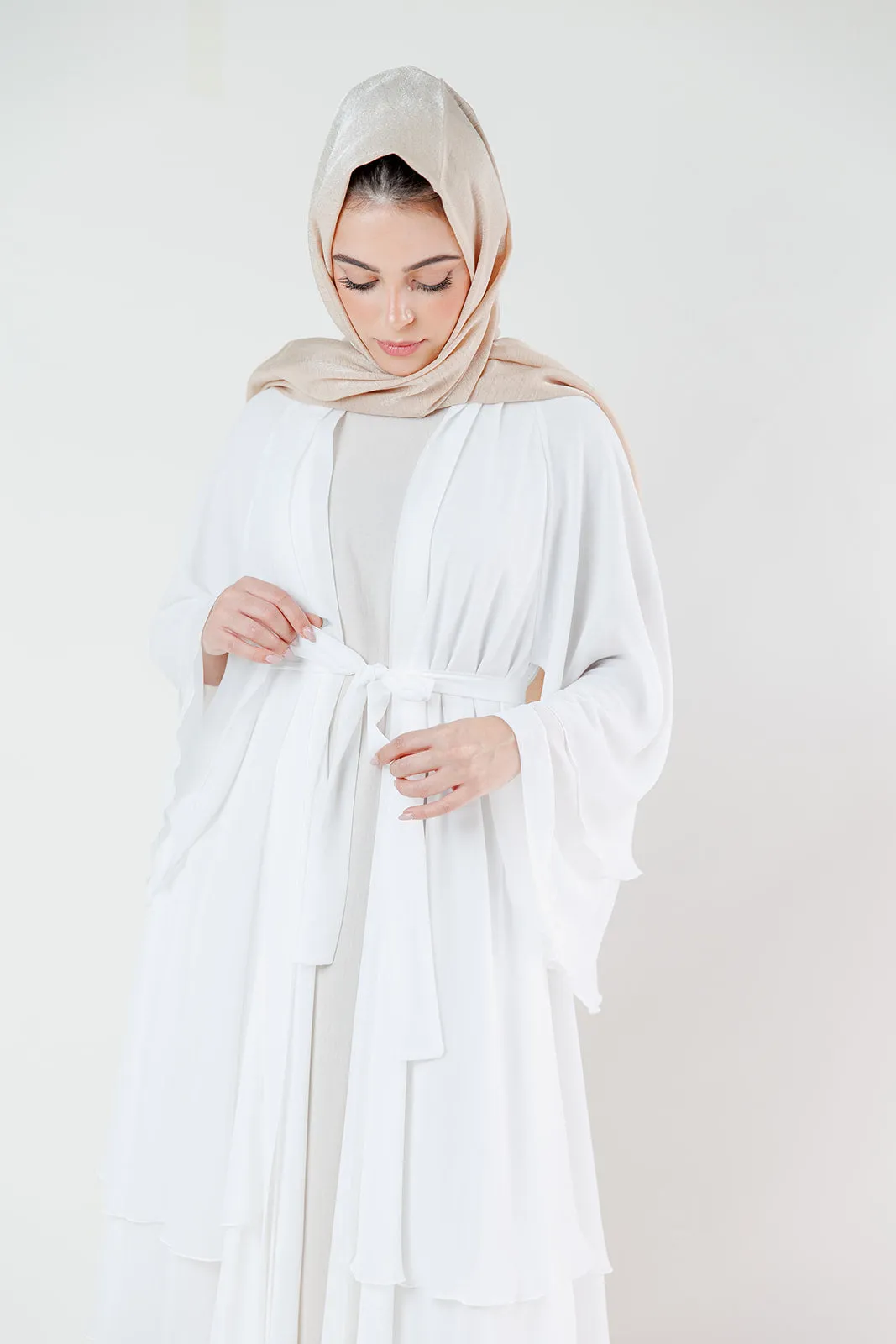 Chiffon Layered Open Abaya