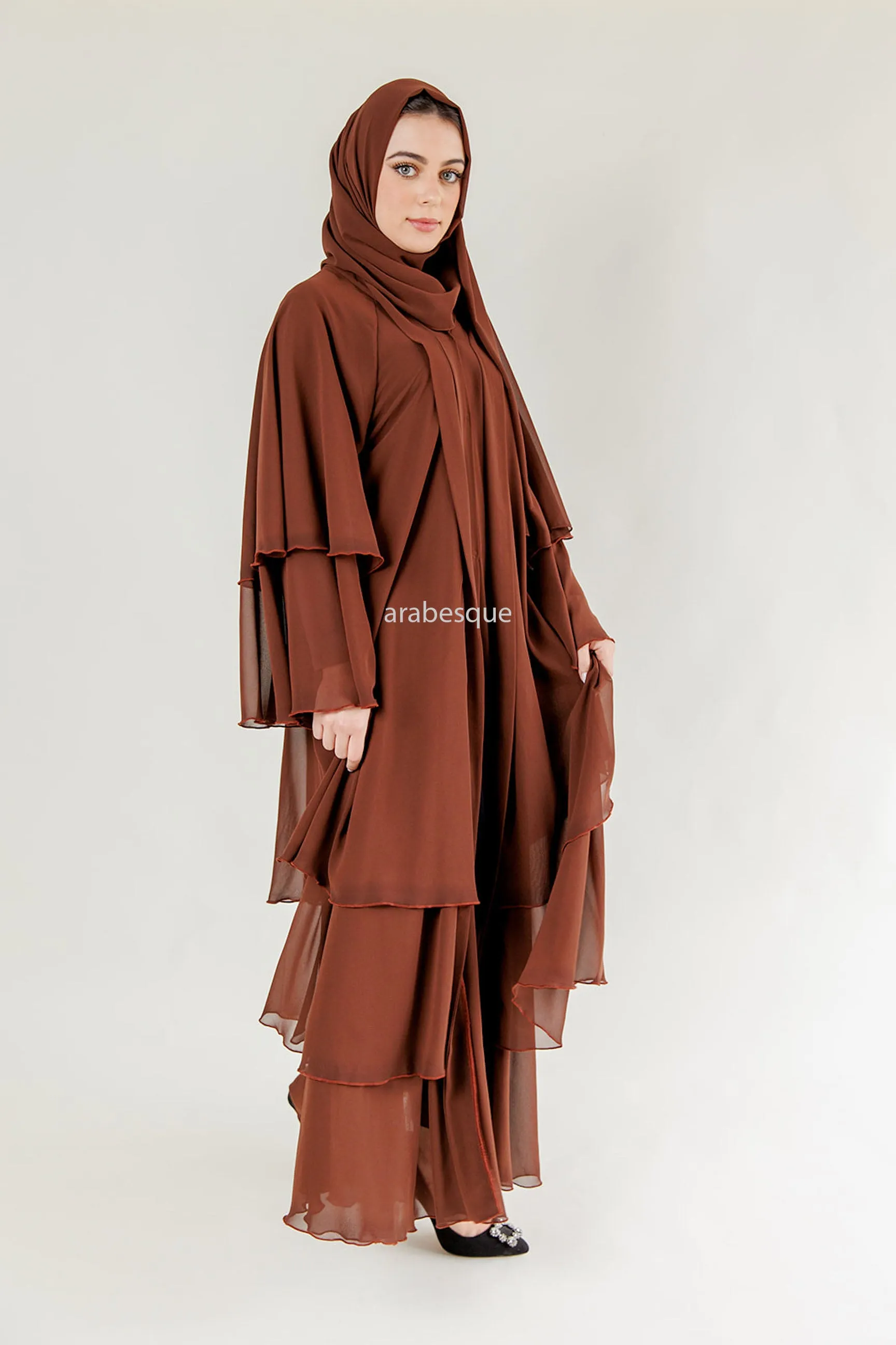 Chiffon Layered Open Abaya