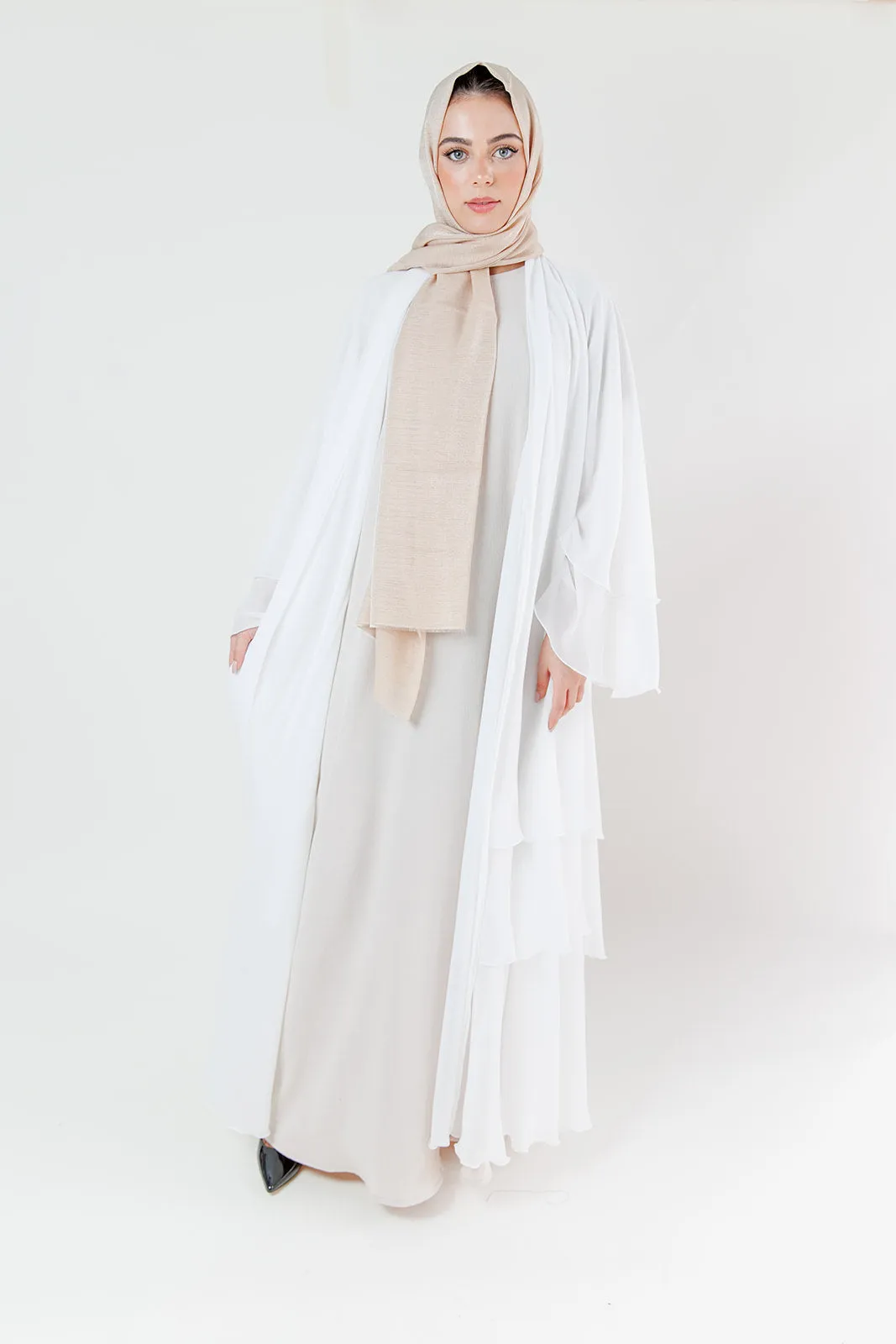 Chiffon Layered Open Abaya