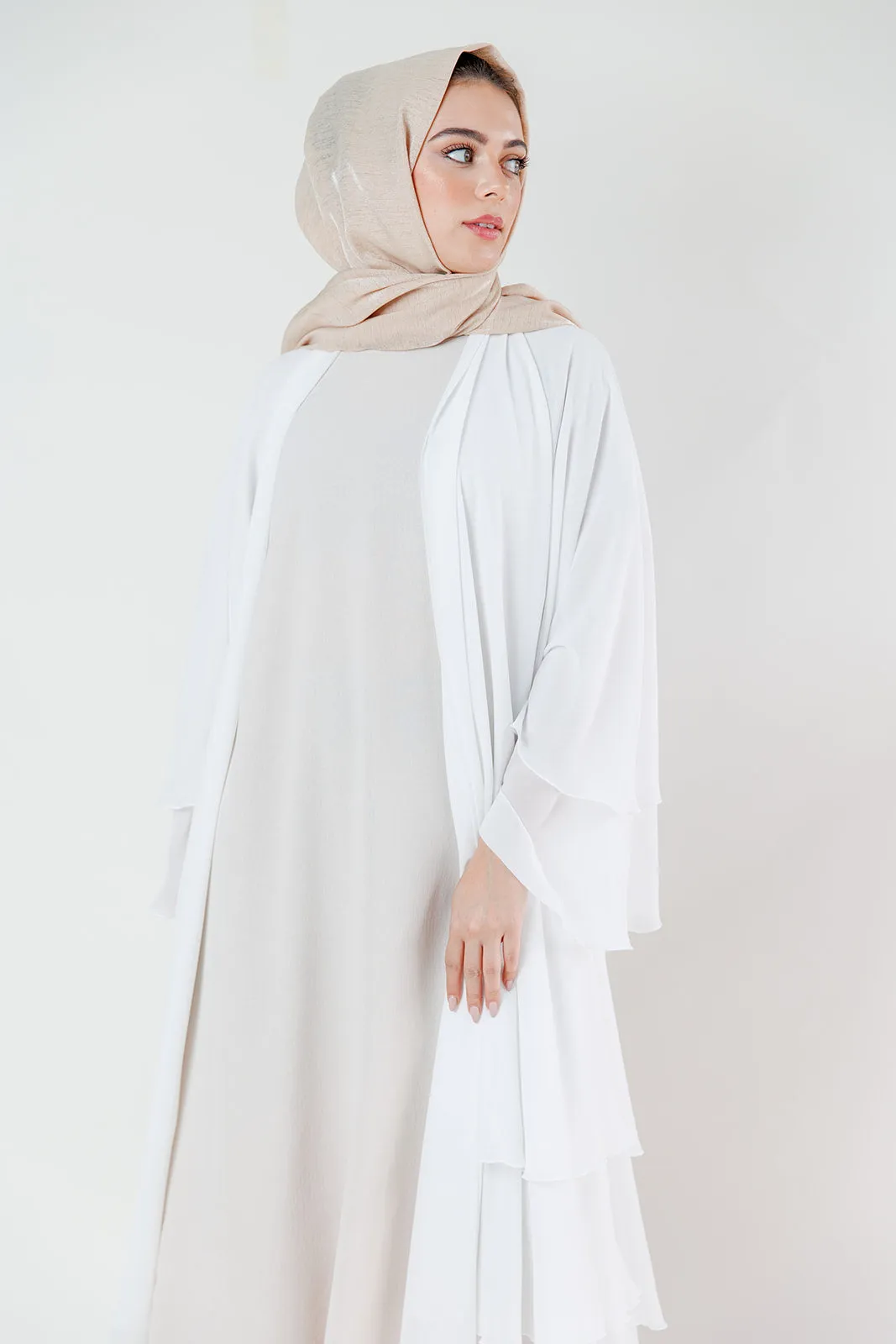 Chiffon Layered Open Abaya