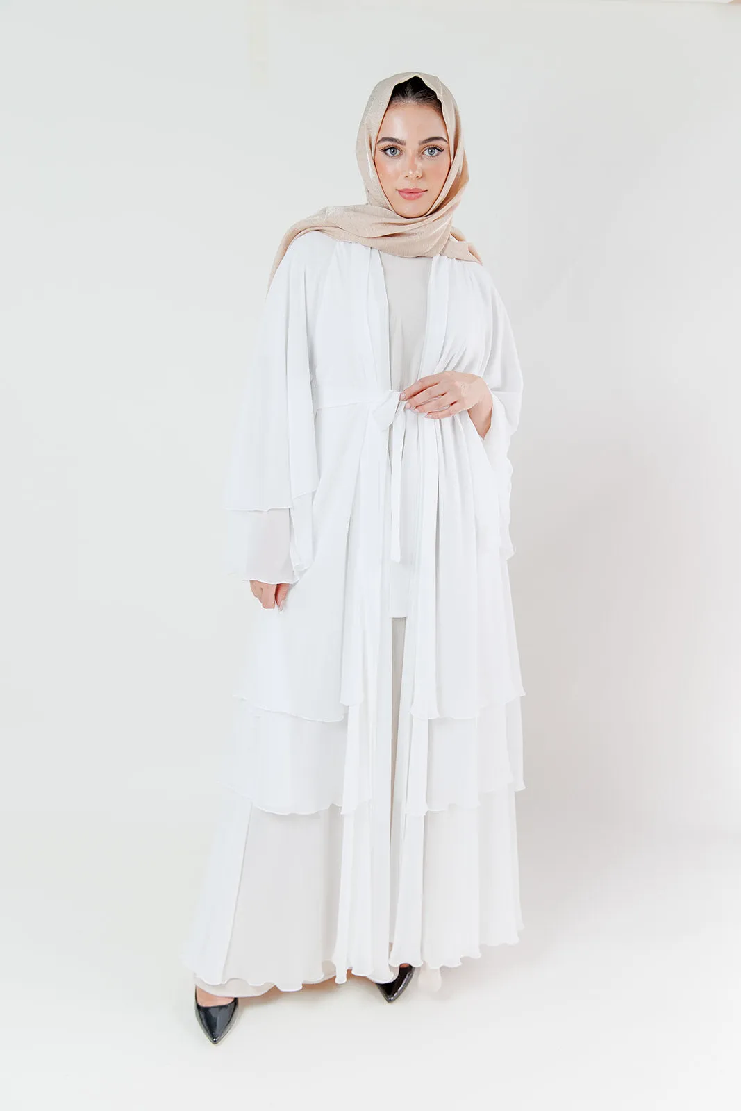 Chiffon Layered Open Abaya