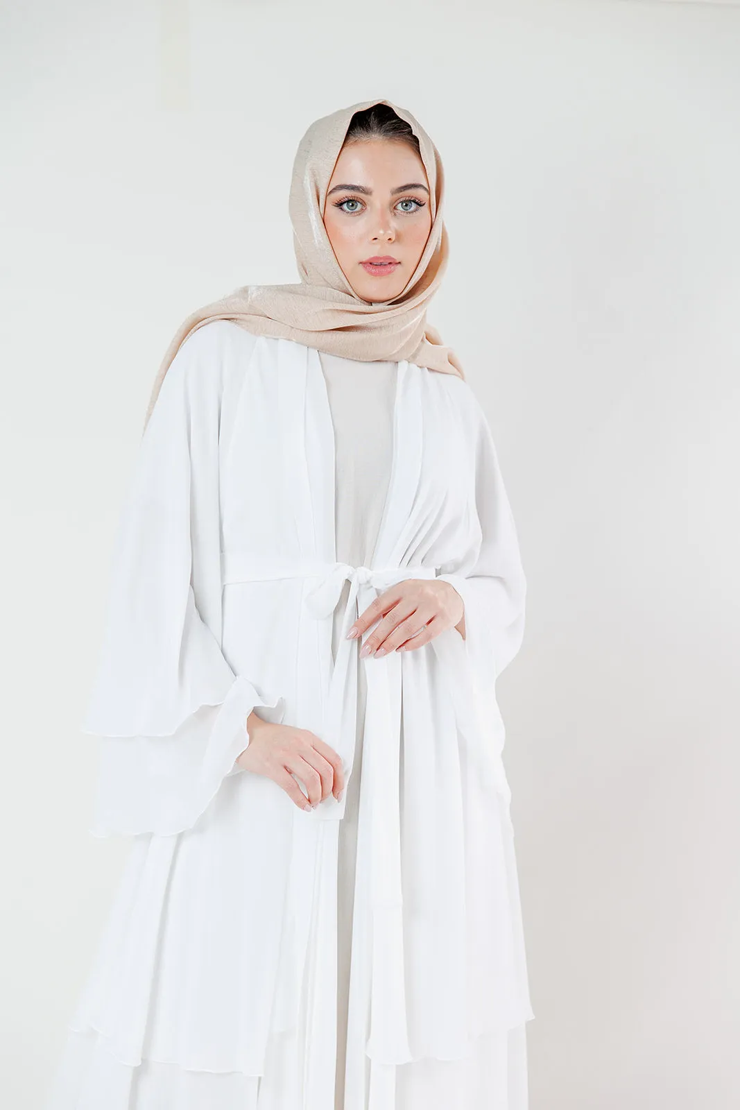 Chiffon Layered Open Abaya