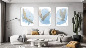 Cranes Pattern Set of 3 Prints Modern Wall Art Modern Artwork