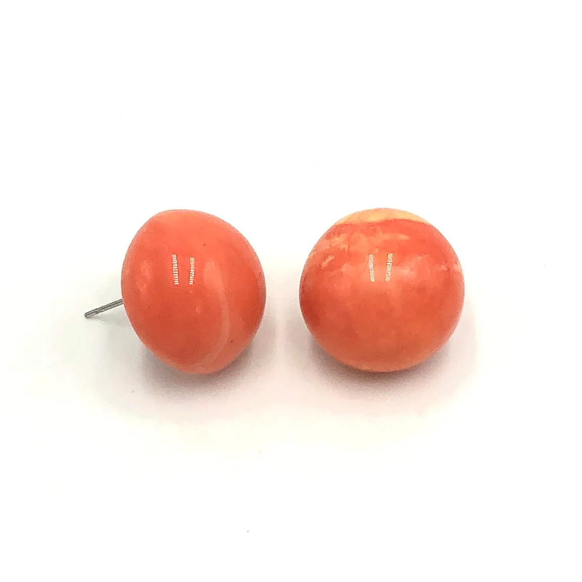 Creamsicle Retro Button Stud Earrings