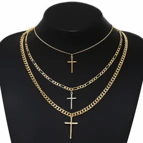 Cross Pendant Layered Necklace Set